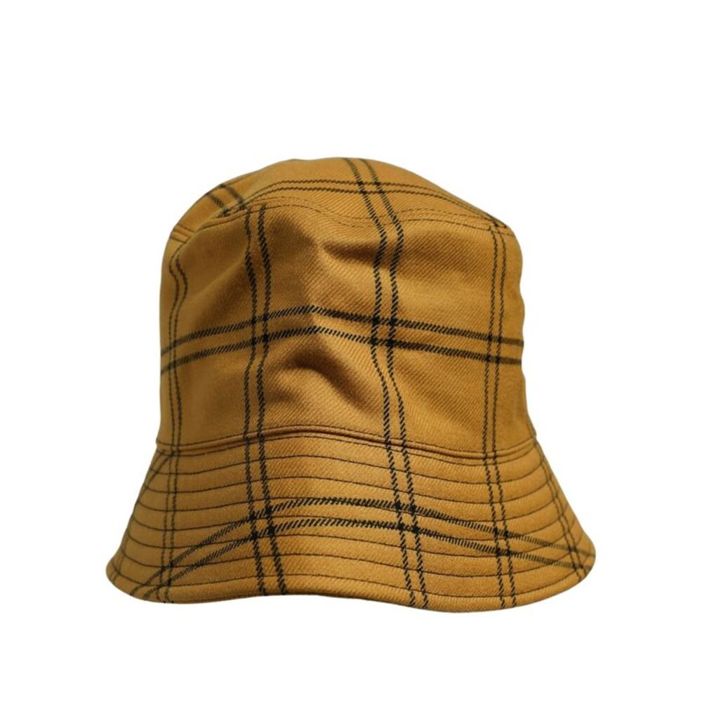 Dolce & Gabbana Men Dark Yellow Check Wide Brim Bucket Cap Men's Hat